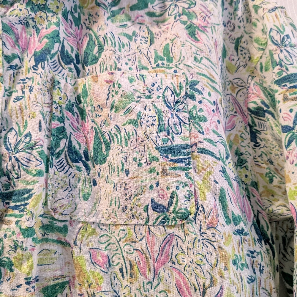Cynthia Rowley Linen Blend Patterned Button Down - Picture 5 of 5